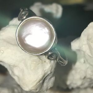 Sterling Mother-of-Pearl Ring, Size 10